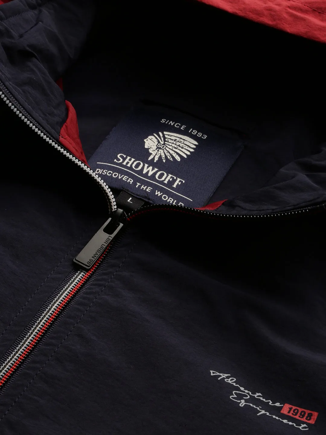 Men Navy Blue Colour blocked Bomber Jacket