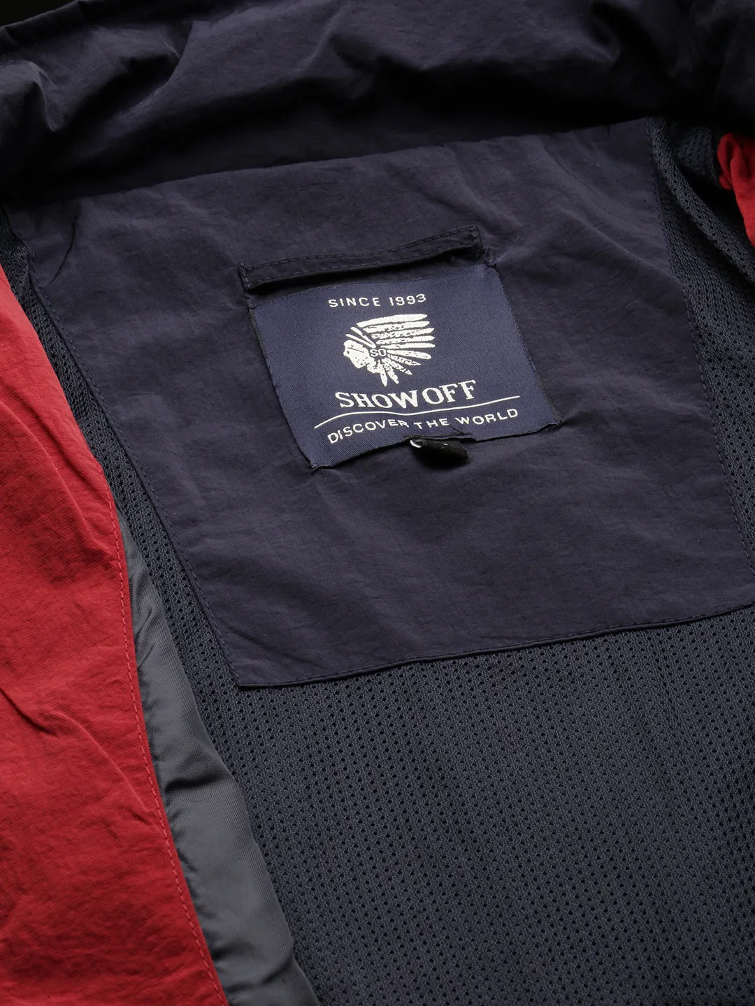 Men Navy Blue Colour blocked Bomber Jacket