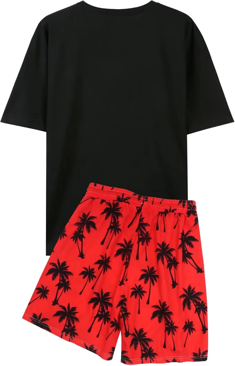 Mens 2 Piece Outfits Graphic Printed Matching Shirt and Shorts Set with Pocket Drawstring
