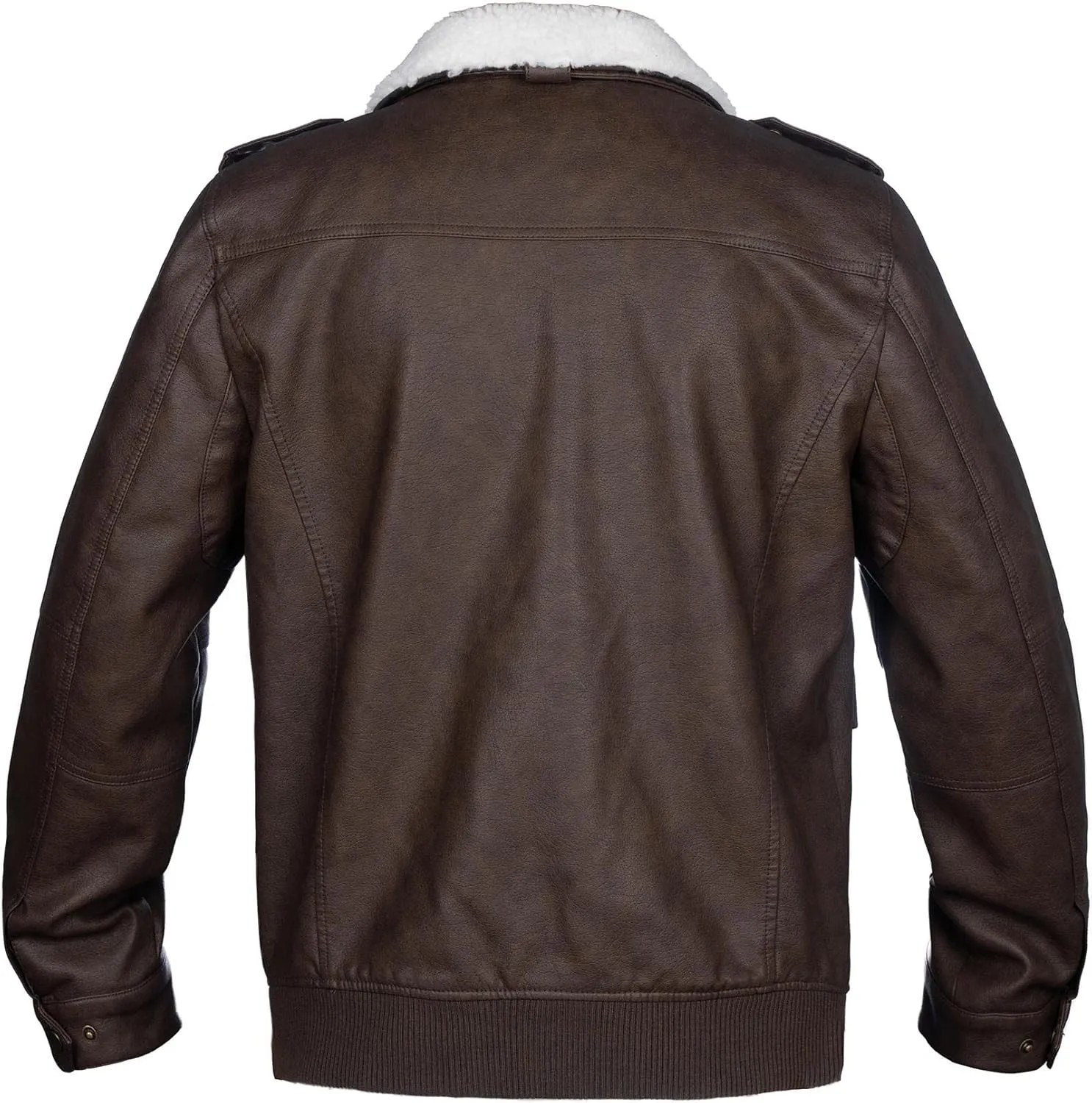 Mens Faux Leather Jacket, Padded Windbreaker, Motorcycle Biker Bomber Coat with Hood