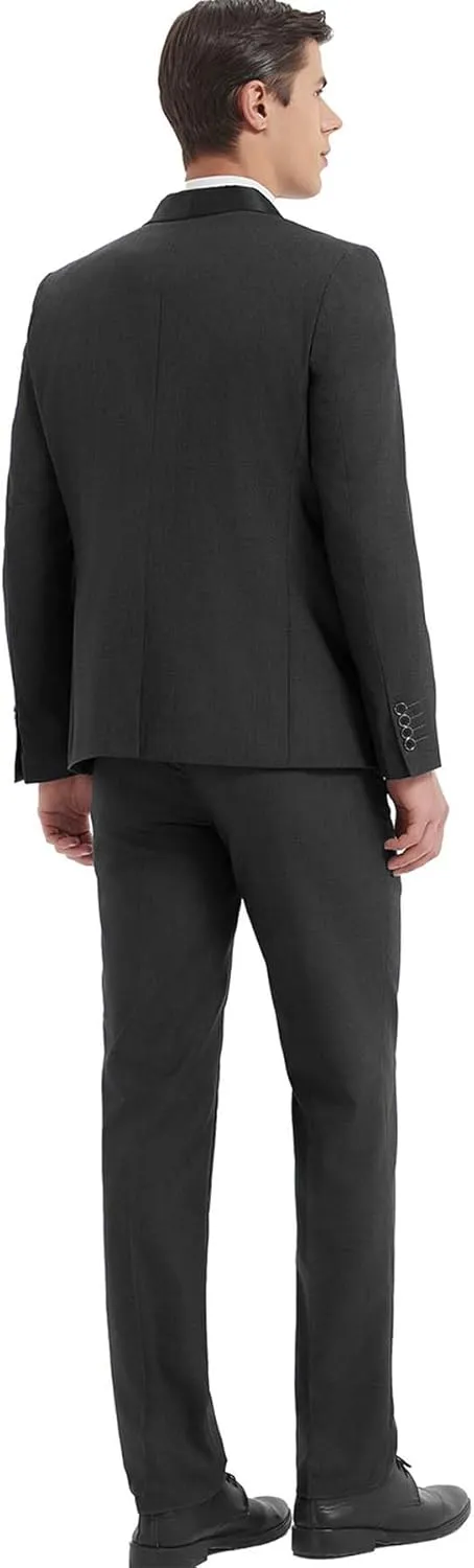 Mens Suit 3 Pieces Slim Fit Shawl Lapel Solid Tuxedo Blazer Vest Pants Shirt Bow Tie and Tie Prom Party Wedding Dinner