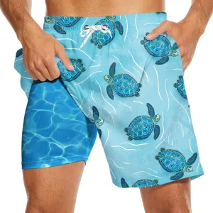 Mens Swim Trunks with Compression Liner 2 in 1 Quick-Dry Swim Shorts Men Board Shorts Swimwear for Swimming Beach