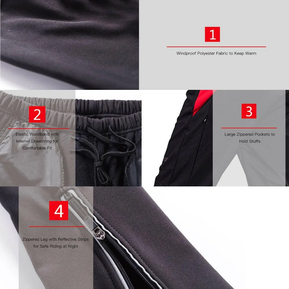 Men's Windproof Athletic Pants Winter Outdoor Sports MTB Bike Bicycle Cycling Riding Pants Trousers