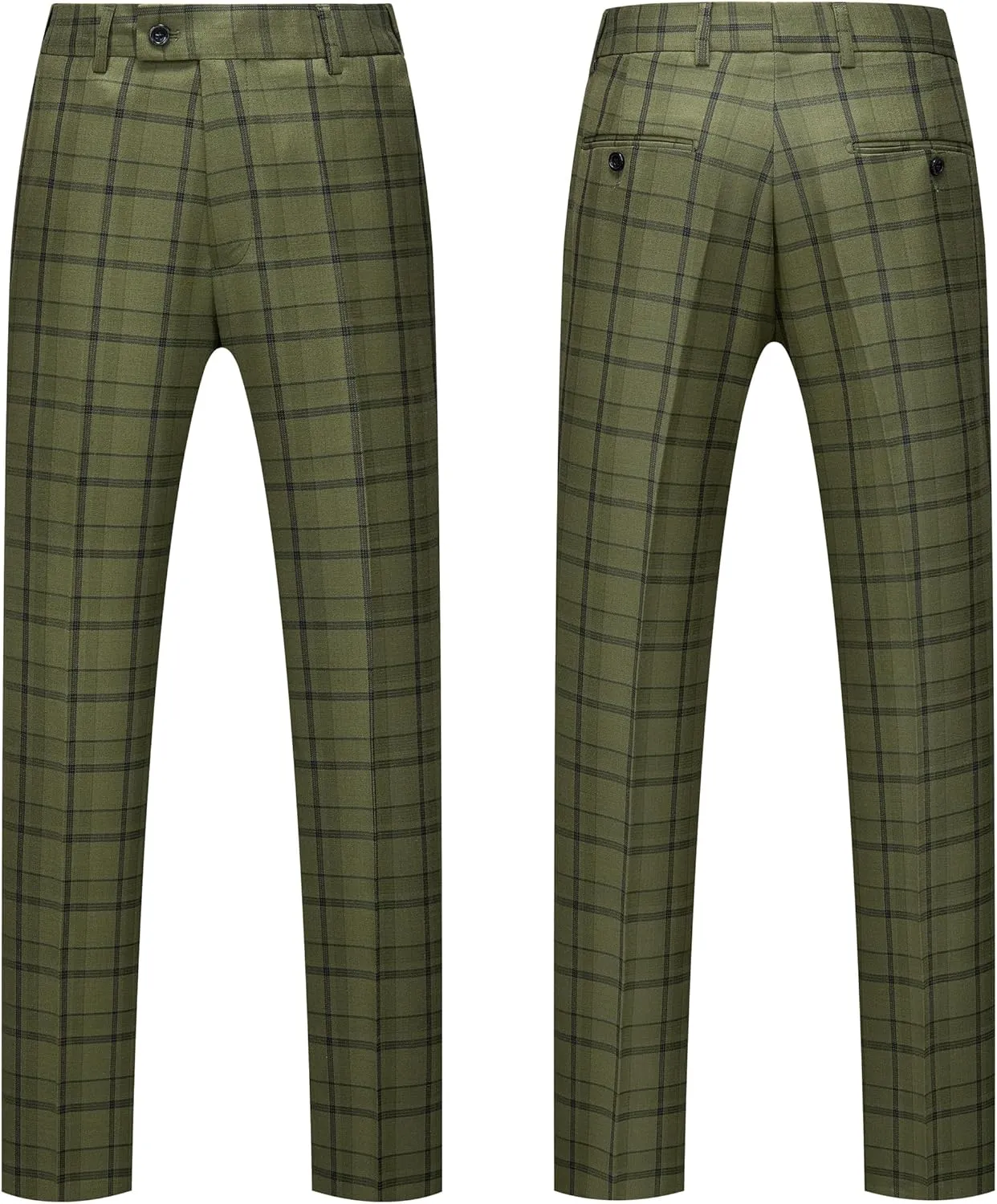 MOGU Mens 3-Piece Slim Fit Plaid Suit - Blazer, Vest, and Pants Set for Wedding Prom Casual