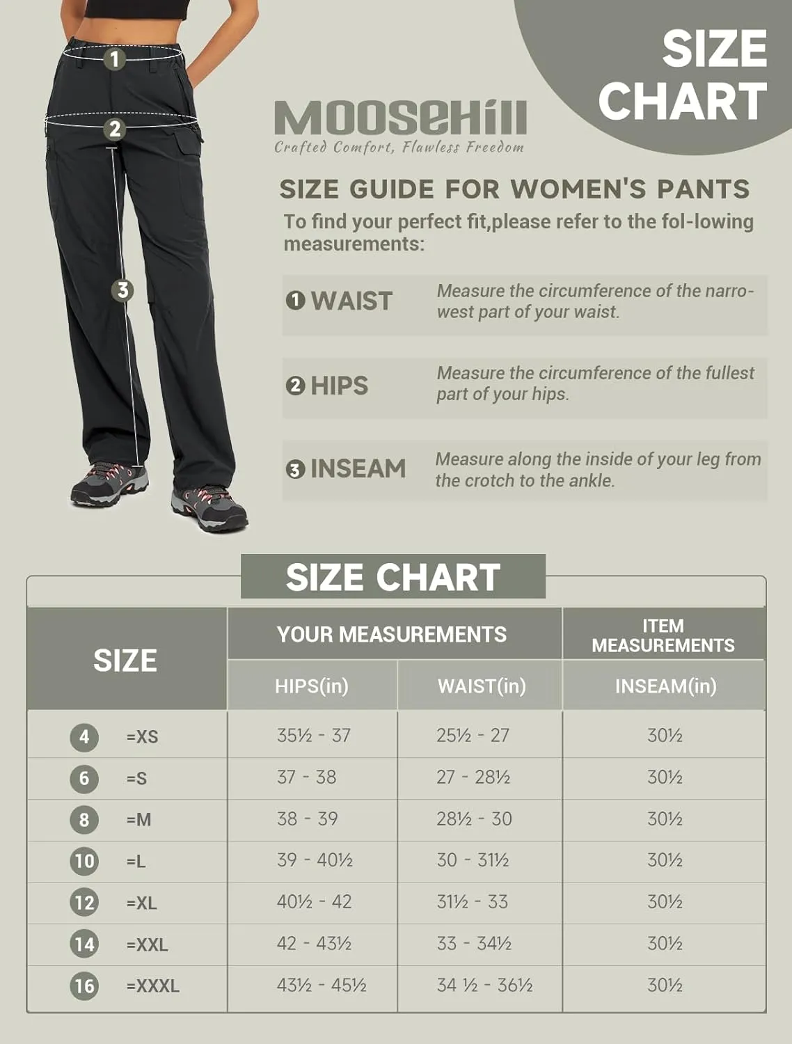 Moosehill Women's-Hiking-Pants-Cargo-Quick-Dry-Stretch-Lightweight Work Outdoor Pants with 5 Deep Pockets