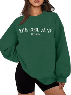 MYHALF Aunt Sweatshirt Cool Auntie Shirt: Women Oversized Auntie Crewneck Sweatshirts Aunt Gift Tops Cute Aunts Club Pullover