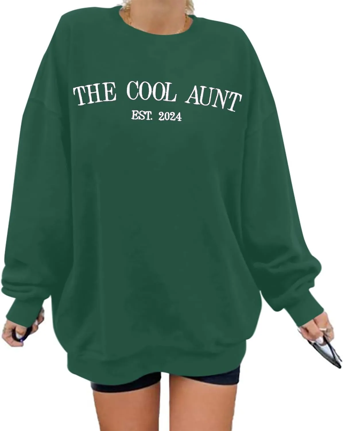 MYHALF Aunt Sweatshirt Cool Auntie Shirt: Women Oversized Auntie Crewneck Sweatshirts Aunt Gift Tops Cute Aunts Club Pullover