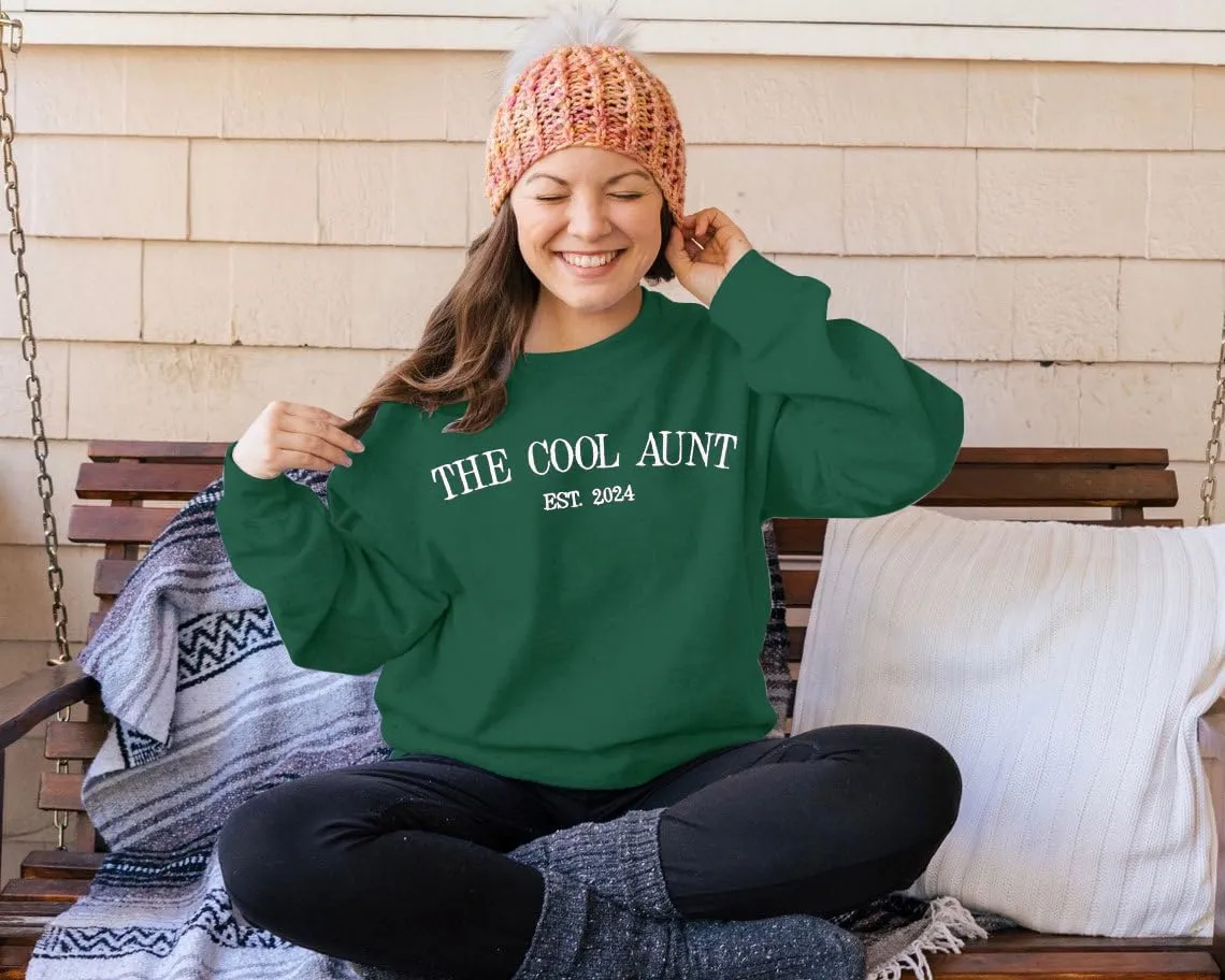 MYHALF Aunt Sweatshirt Cool Auntie Shirt: Women Oversized Auntie Crewneck Sweatshirts Aunt Gift Tops Cute Aunts Club Pullover