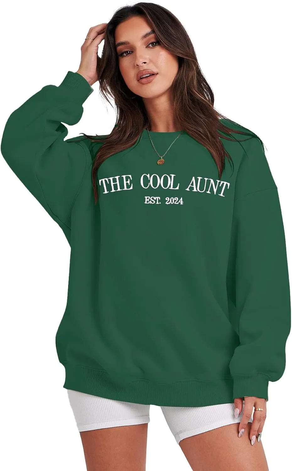 MYHALF Aunt Sweatshirt Cool Auntie Shirt: Women Oversized Auntie Crewneck Sweatshirts Aunt Gift Tops Cute Aunts Club Pullover