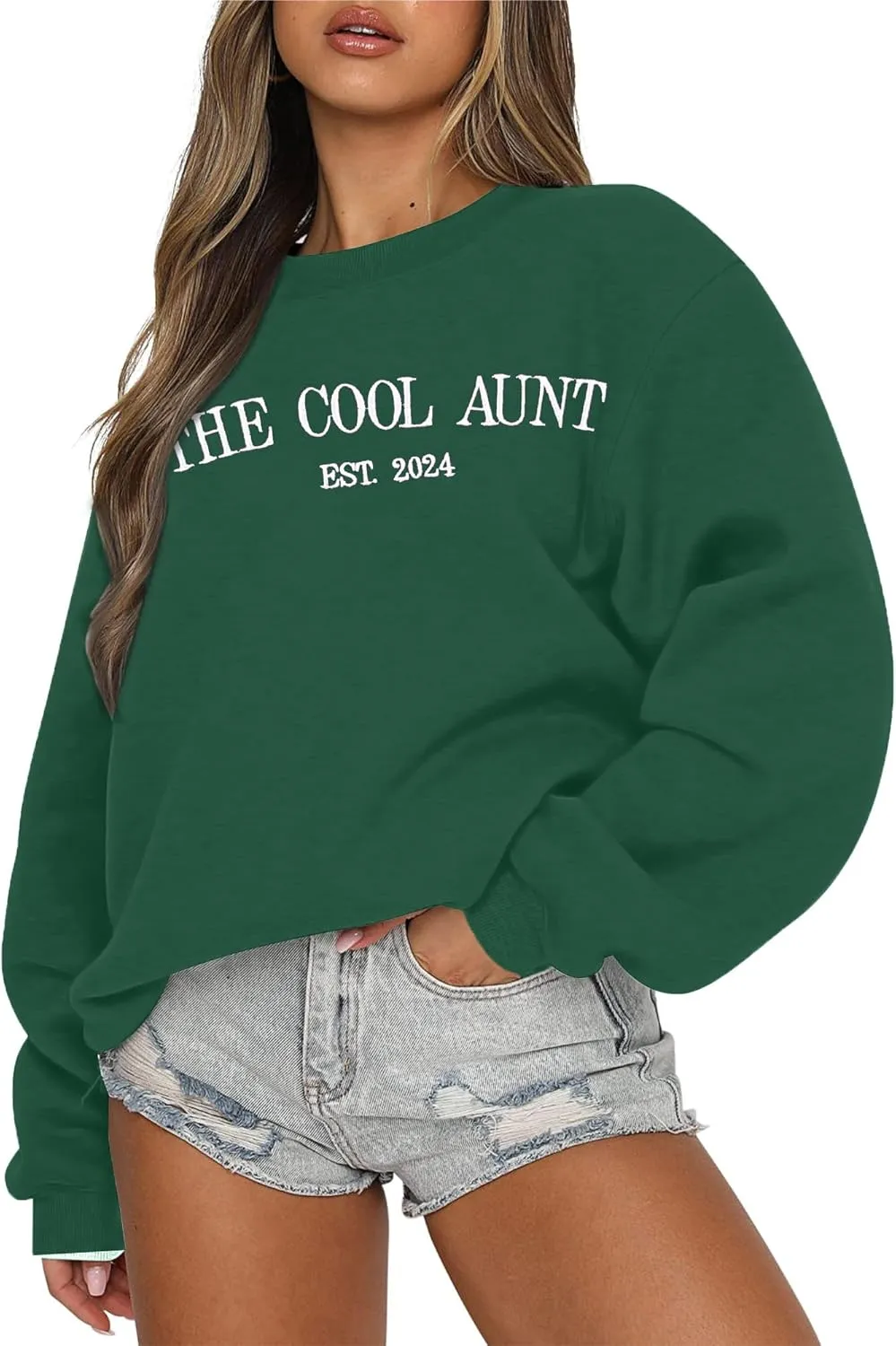 MYHALF Aunt Sweatshirt Cool Auntie Shirt: Women Oversized Auntie Crewneck Sweatshirts Aunt Gift Tops Cute Aunts Club Pullover