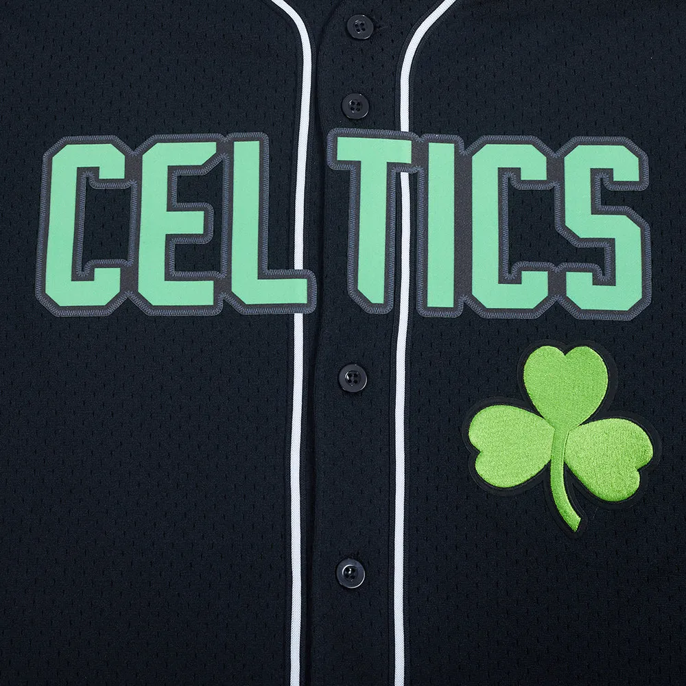 NBA BOSTON CELTICS CITY EDITION 24-25 MEN'S MESH BUTTON DOWN SHIRT (BLACK)
