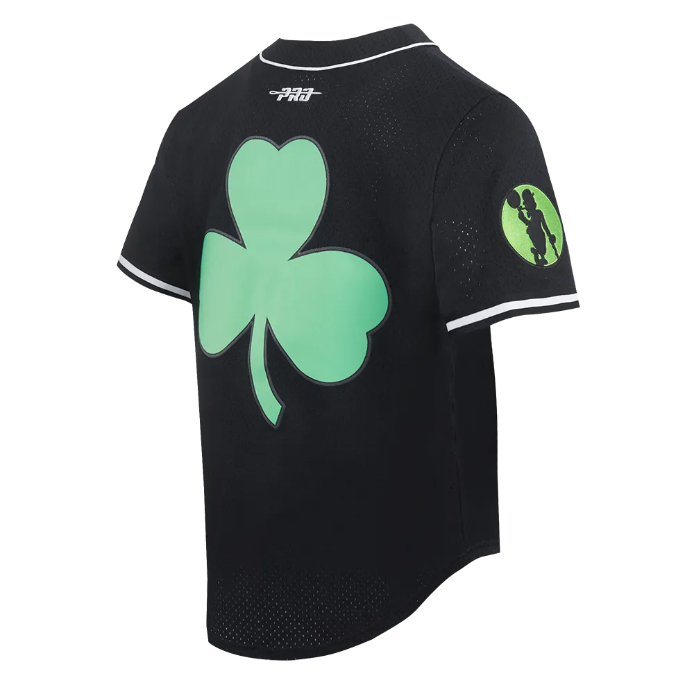 NBA BOSTON CELTICS CITY EDITION 24-25 MEN'S MESH BUTTON DOWN SHIRT (BLACK)
