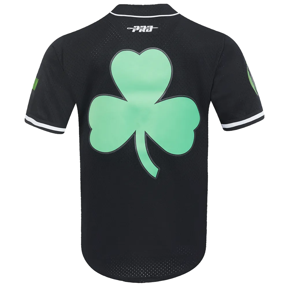 NBA BOSTON CELTICS CITY EDITION 24-25 MEN'S MESH BUTTON DOWN SHIRT (BLACK)