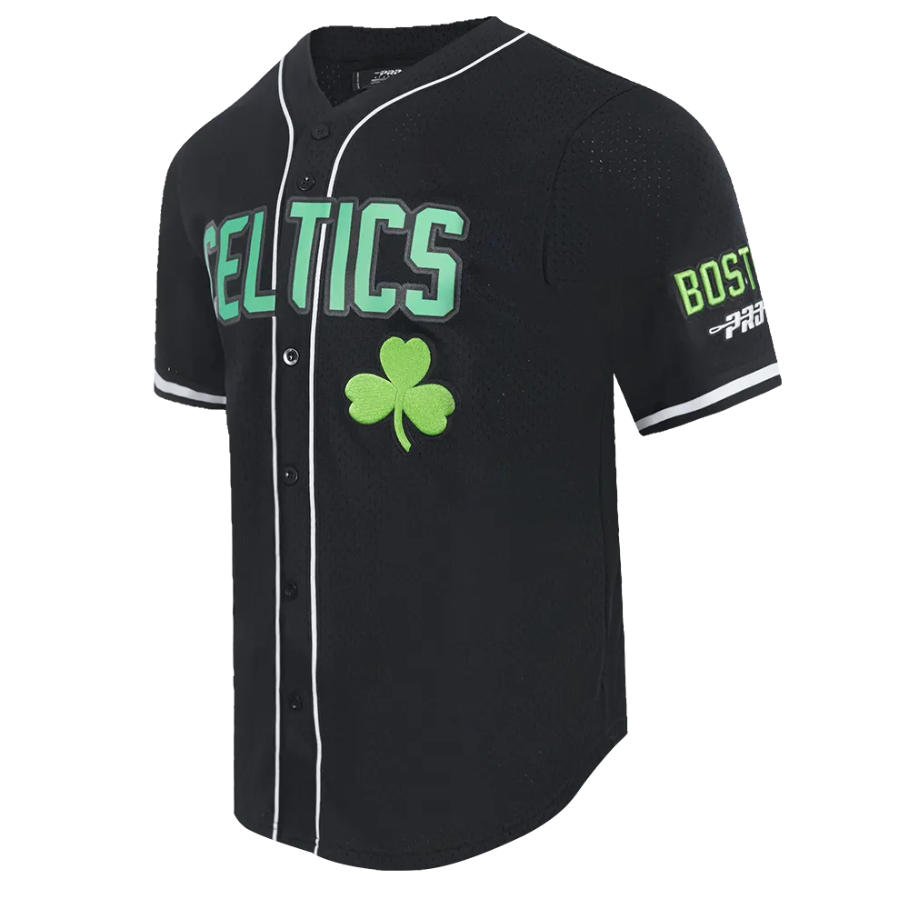 NBA BOSTON CELTICS CITY EDITION 24-25 MEN'S MESH BUTTON DOWN SHIRT (BLACK)