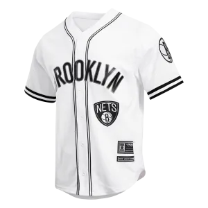 NBA BROOKLYN NETS LOGO MEN'S MESH BUTTON UP JERSEY (WHITE)
