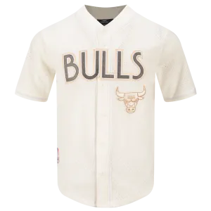 NBA CHICAGO BULLS CITY EDITION 24-25 MEN'S MESH BUTTON DOWN SHIRT (EGGSHELL)