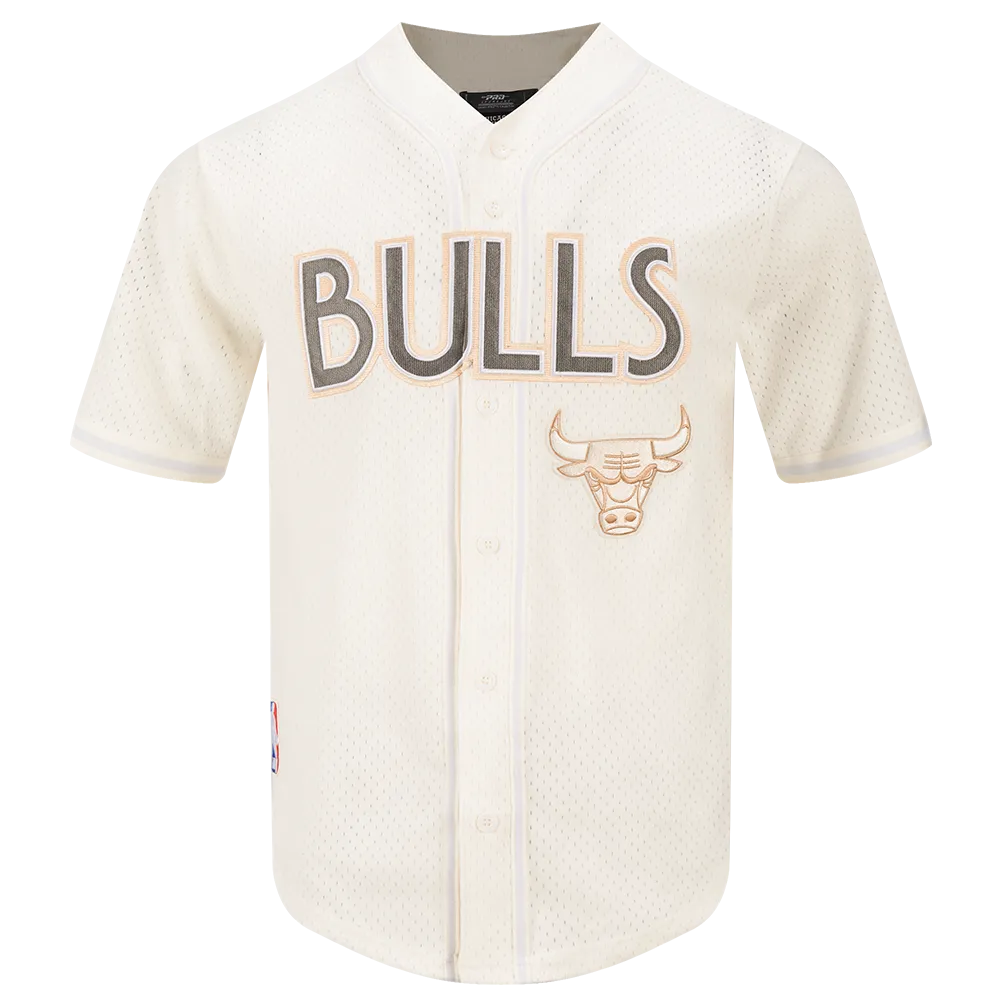 NBA CHICAGO BULLS CITY EDITION 24-25 MEN'S MESH BUTTON DOWN SHIRT (EGGSHELL)