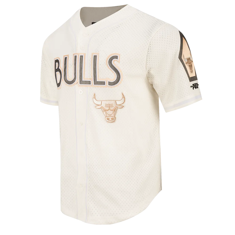 NBA CHICAGO BULLS CITY EDITION 24-25 MEN'S MESH BUTTON DOWN SHIRT (EGGSHELL)