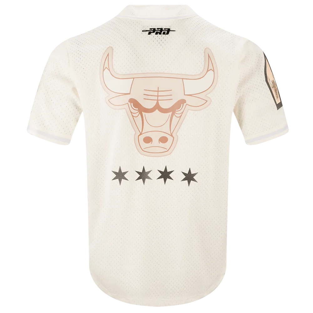 NBA CHICAGO BULLS CITY EDITION 24-25 MEN'S MESH BUTTON DOWN SHIRT (EGGSHELL)