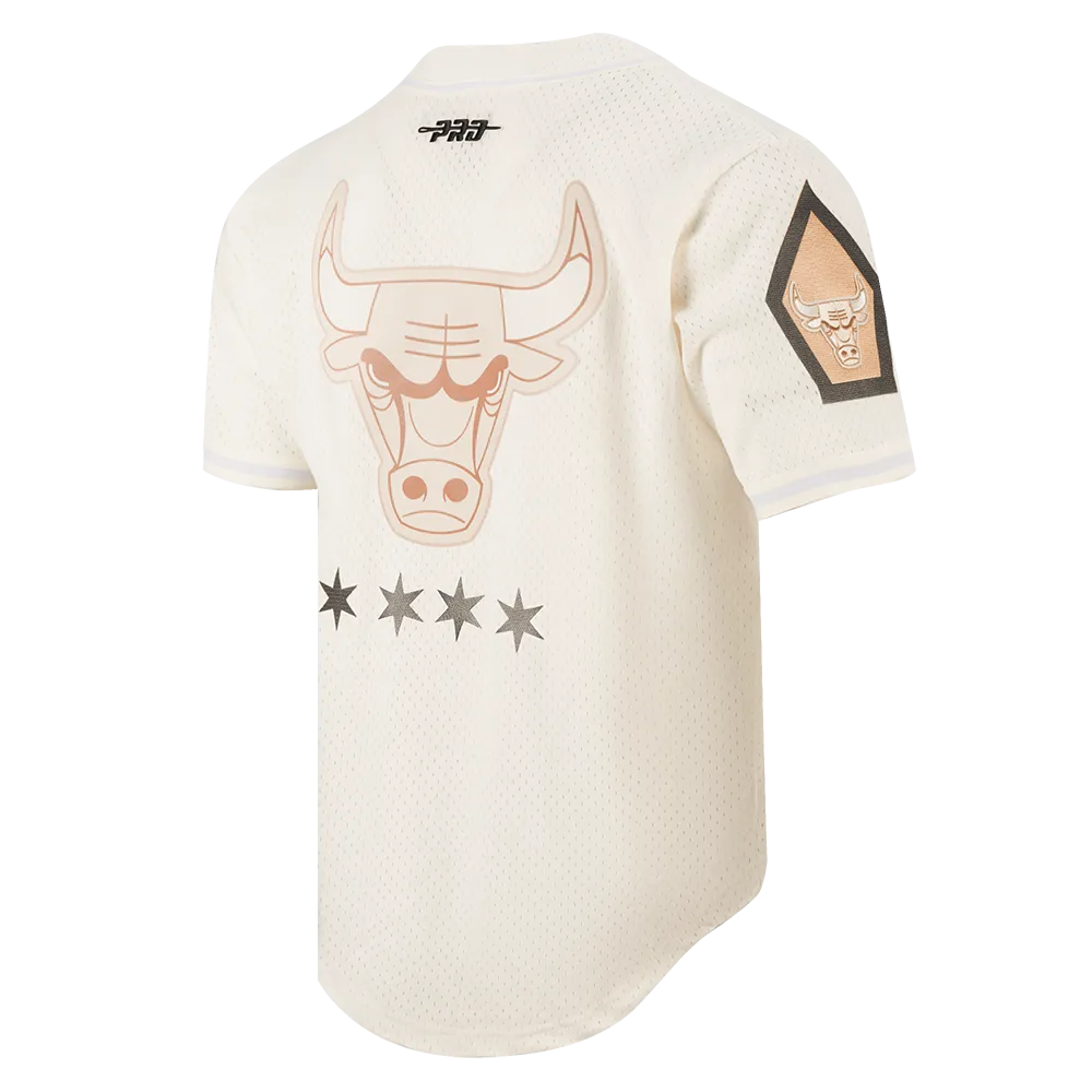 NBA CHICAGO BULLS CITY EDITION 24-25 MEN'S MESH BUTTON DOWN SHIRT (EGGSHELL)