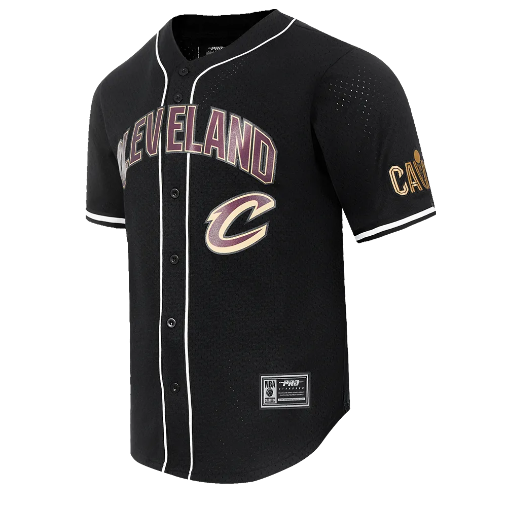 NBA CLEVELAND CAVALIERS CLASSIC MEN'S MESH BUTTON DOWN SHIRT (BLACK)