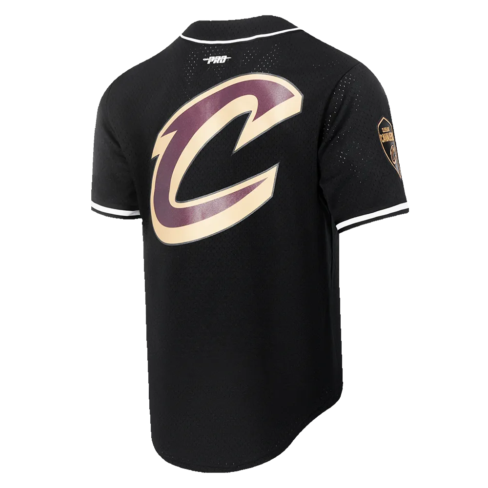 NBA CLEVELAND CAVALIERS CLASSIC MEN'S MESH BUTTON DOWN SHIRT (BLACK)