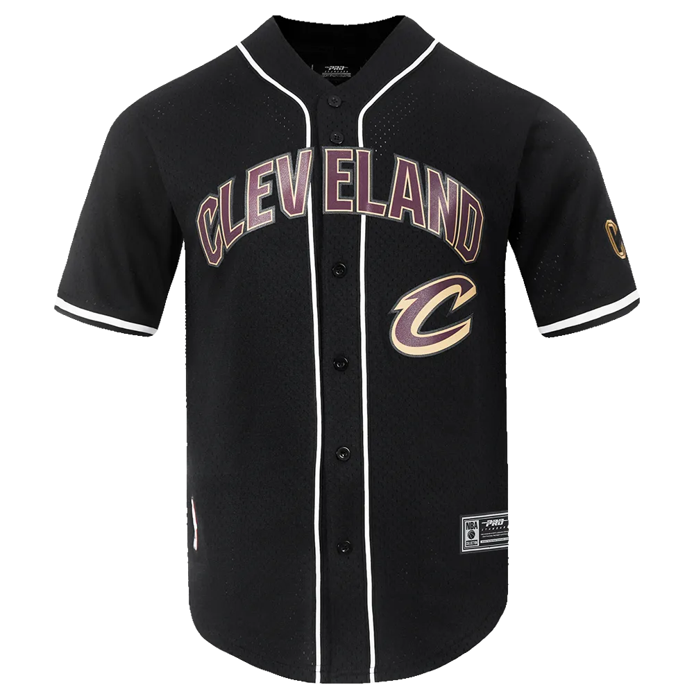 NBA CLEVELAND CAVALIERS CLASSIC MEN'S MESH BUTTON DOWN SHIRT (BLACK)