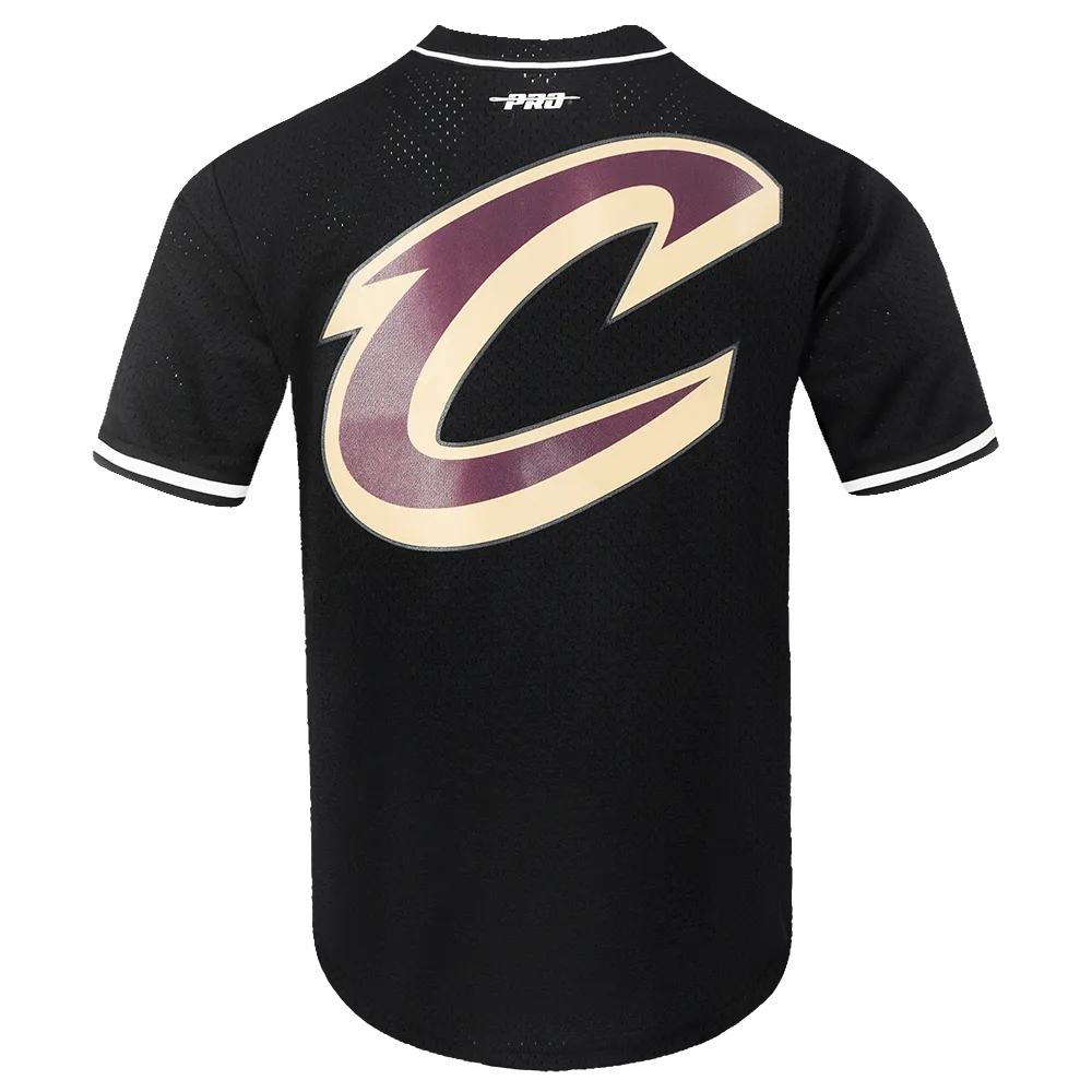 NBA CLEVELAND CAVALIERS CLASSIC MEN'S MESH BUTTON DOWN SHIRT (BLACK)