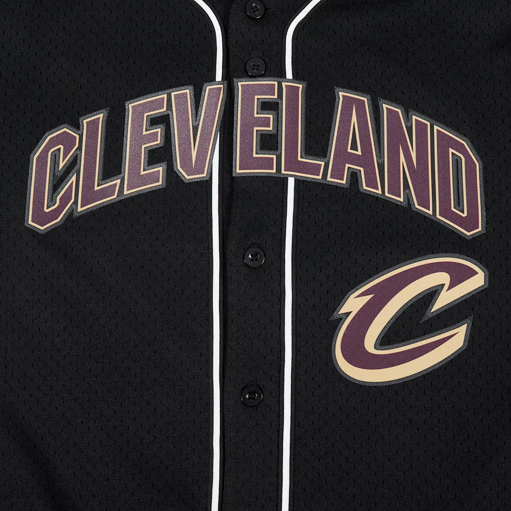 NBA CLEVELAND CAVALIERS CLASSIC MEN'S MESH BUTTON DOWN SHIRT (BLACK)