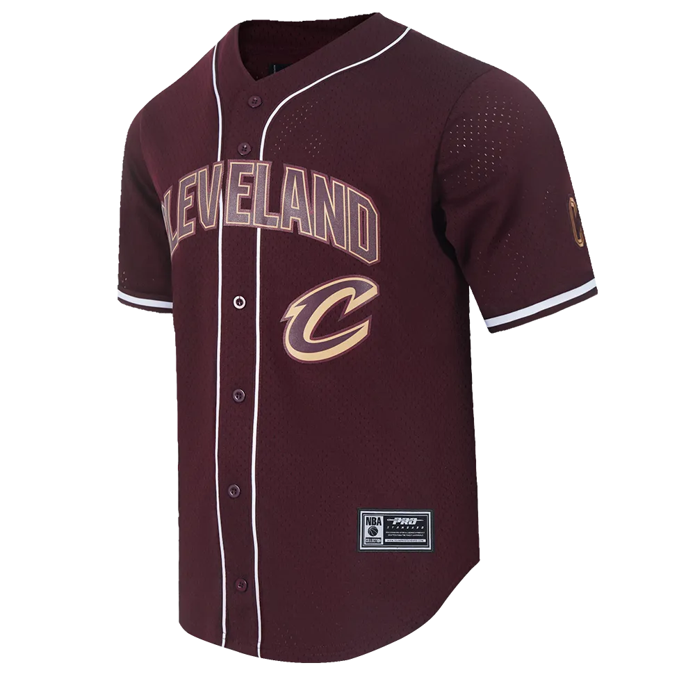 NBA CLEVELAND CAVALIERS CLASSIC MEN'S MESH BUTTON DOWN SHIRT (WINE)