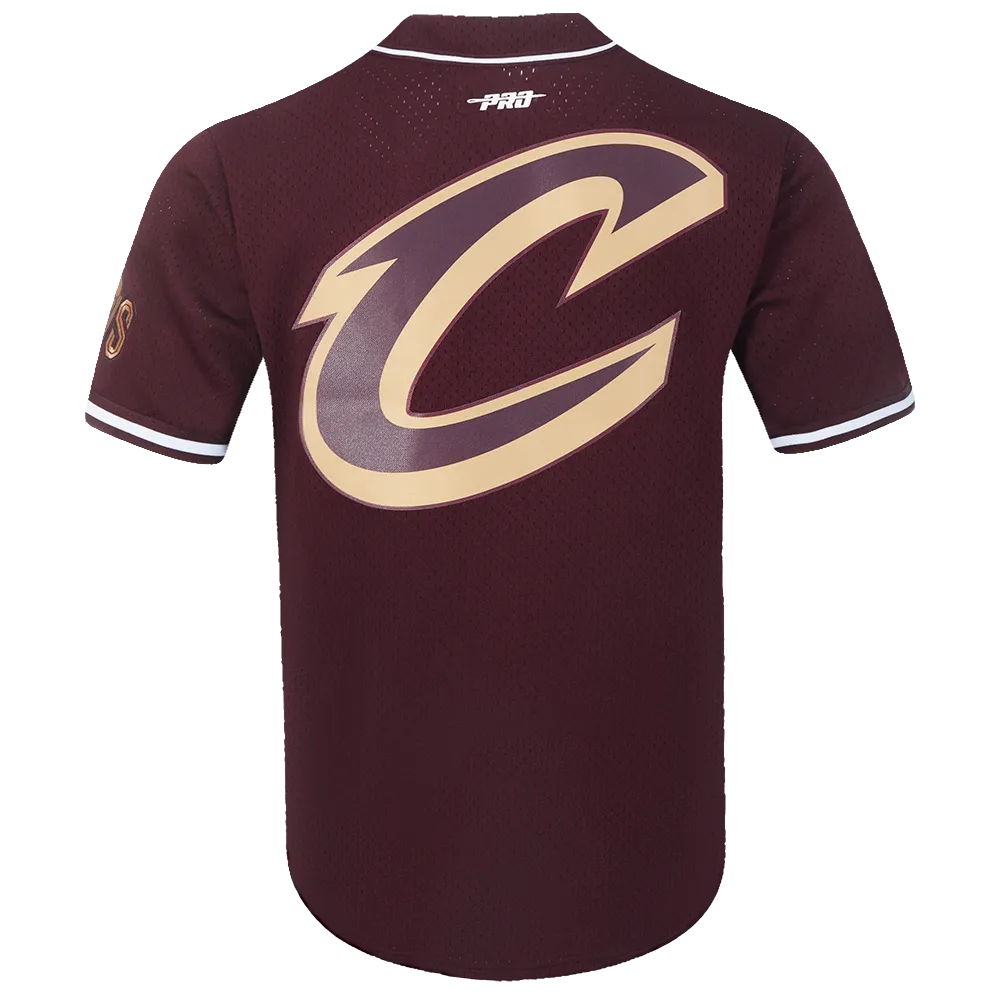 NBA CLEVELAND CAVALIERS CLASSIC MEN'S MESH BUTTON DOWN SHIRT (WINE)