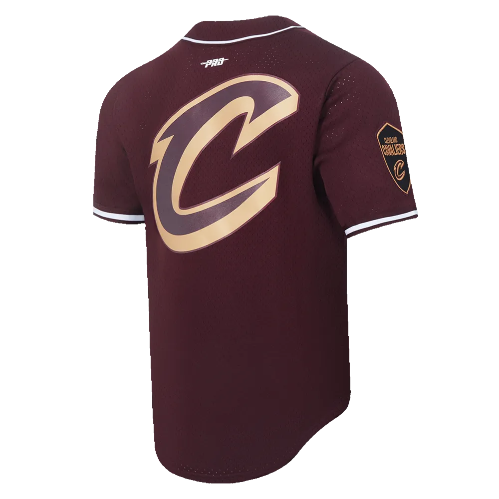 NBA CLEVELAND CAVALIERS CLASSIC MEN'S MESH BUTTON DOWN SHIRT (WINE)