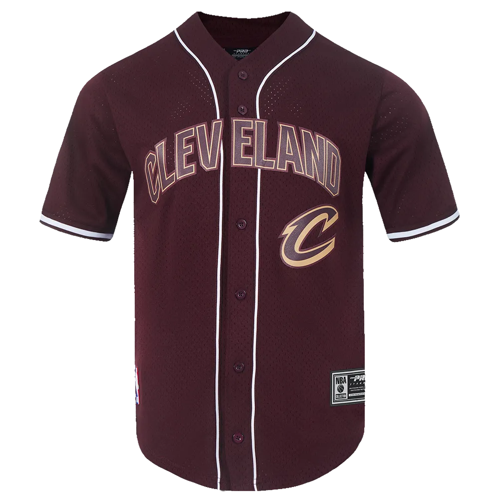 NBA CLEVELAND CAVALIERS CLASSIC MEN'S MESH BUTTON DOWN SHIRT (WINE)