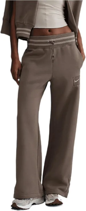 Nike Sportswear Phoenix Fleece Women's High-Waisted Wide-Leg Graphic Pants (HJ0909-233, Mink Brown)