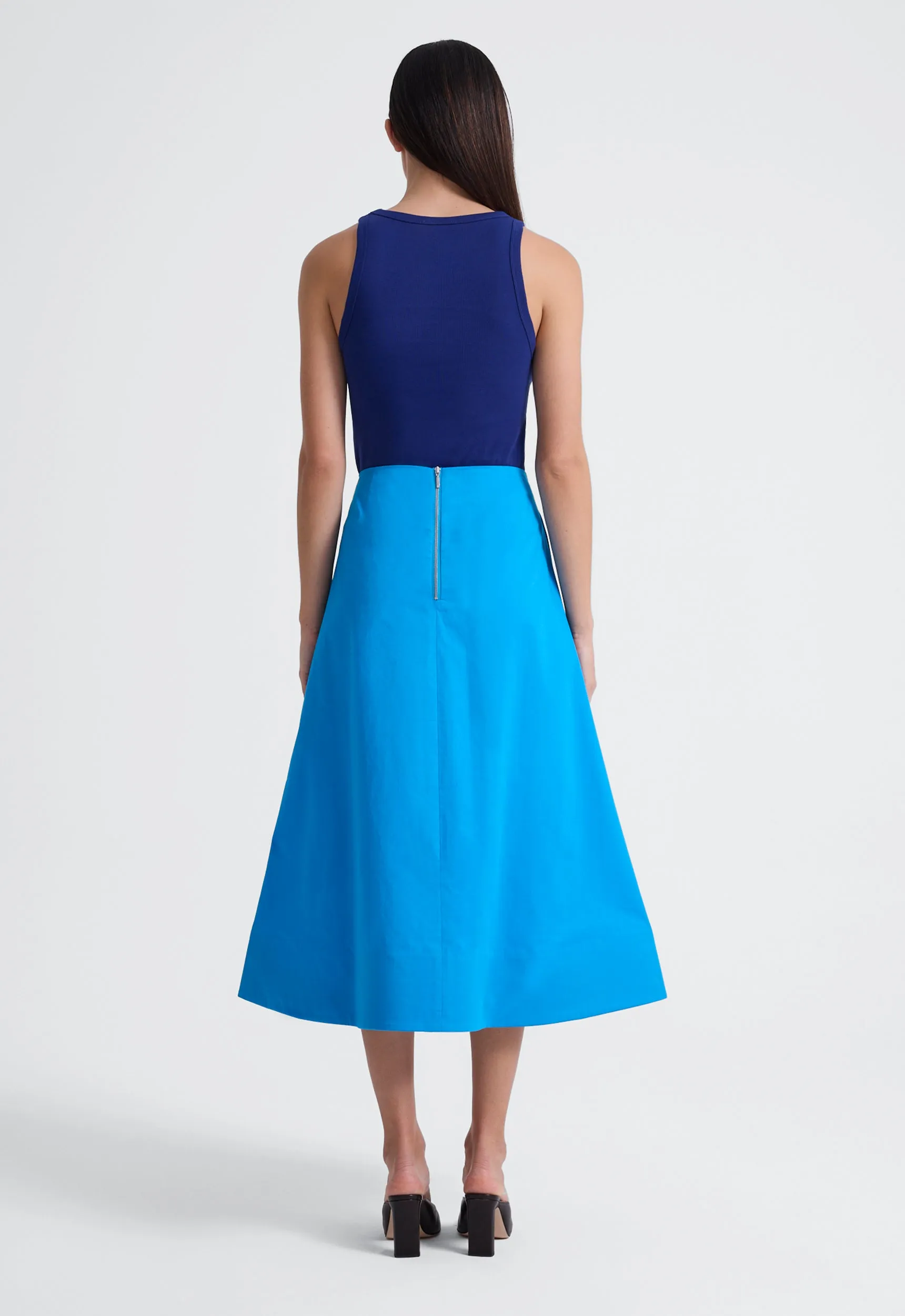 Note Cotton Midi Skirt- Aquis