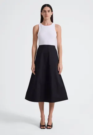 Note Cotton Midi Skirt- Black