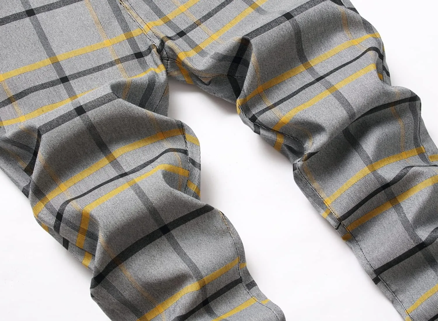 NOVOCCT Plaid Pants for Men - Skinny Mens Dress Pants - Stretch Slim Fit Business Casual Dress Chinos for Men