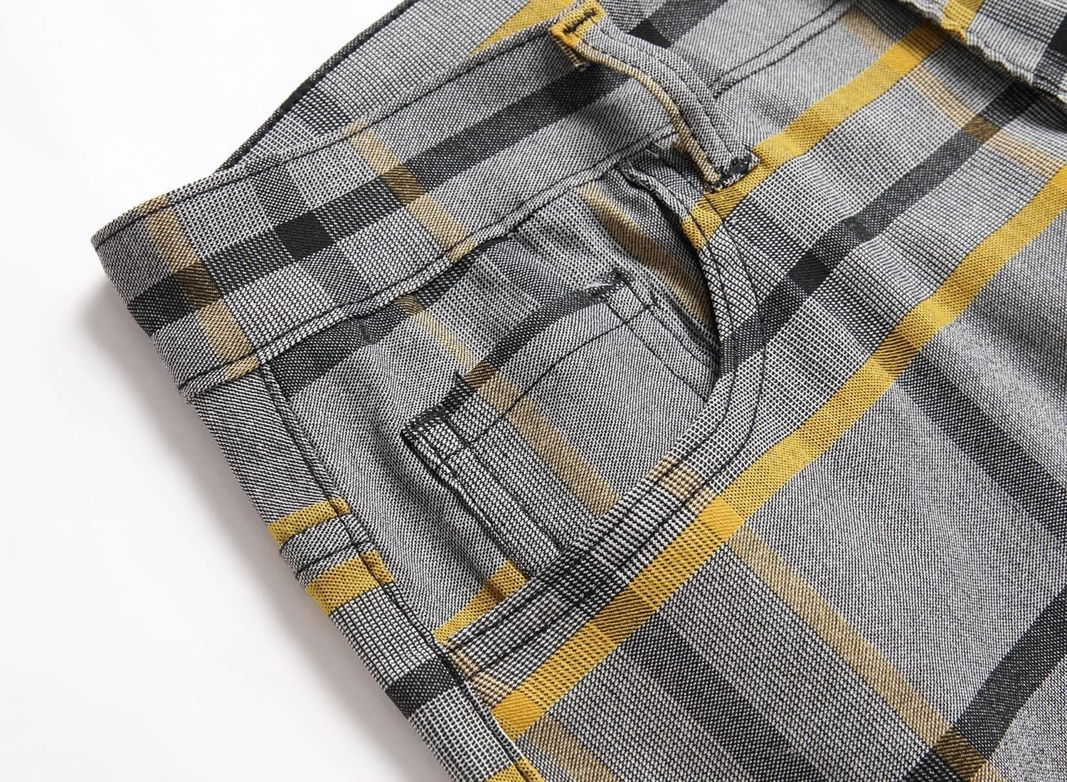 NOVOCCT Plaid Pants for Men - Skinny Mens Dress Pants - Stretch Slim Fit Business Casual Dress Chinos for Men