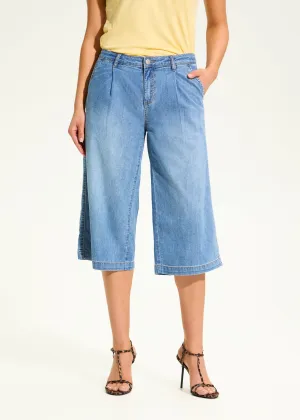 Olivia Wide Capri, Medium Blue