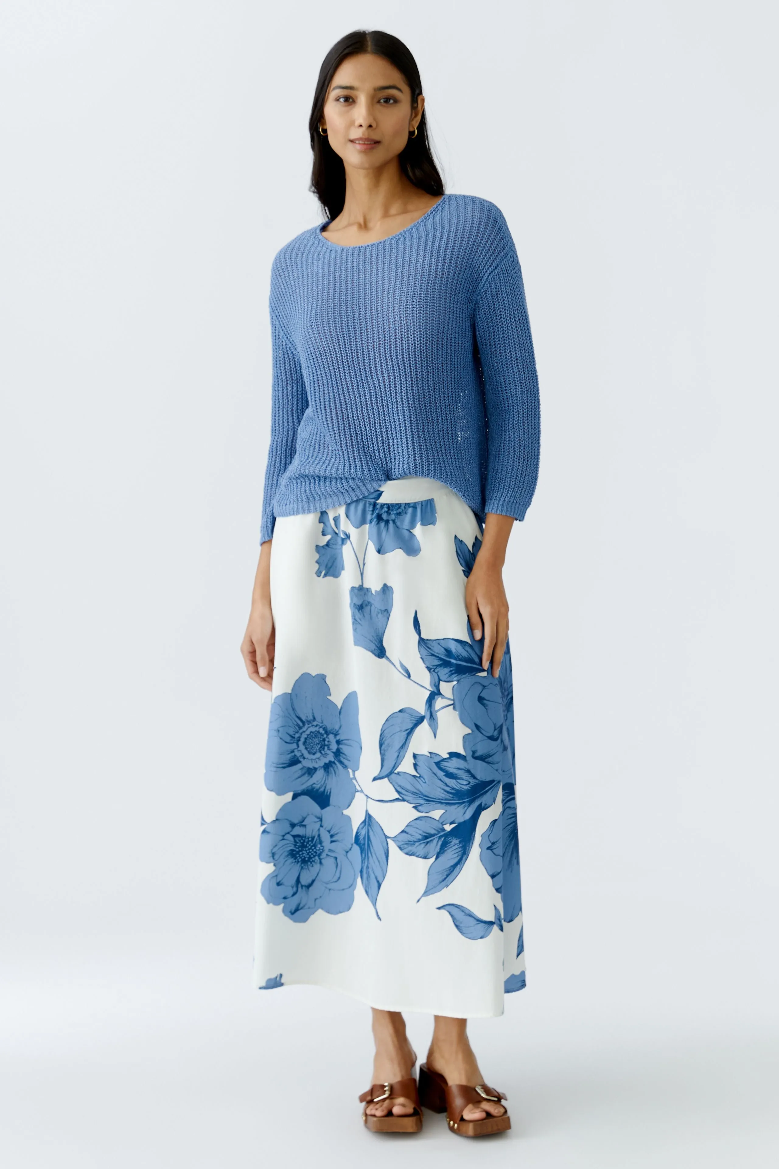 Open-Knit Lightweight Pullover in Blue