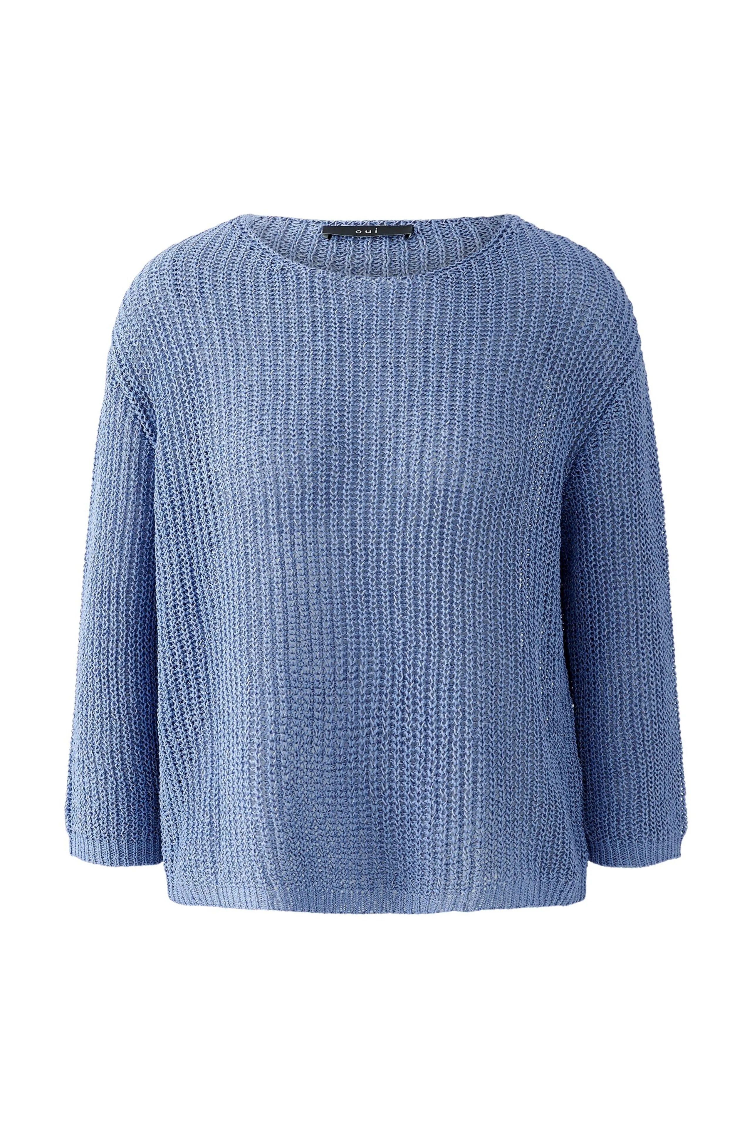 Open-Knit Lightweight Pullover in Blue