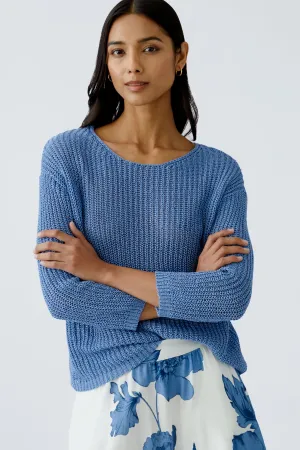 Open-Knit Lightweight Pullover in Blue