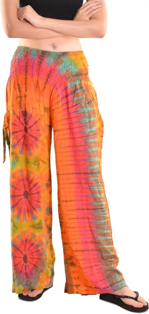 Orient Trail Women's Cold Dyed Wide Leg Palazzo Yoga Tie Dye Pants