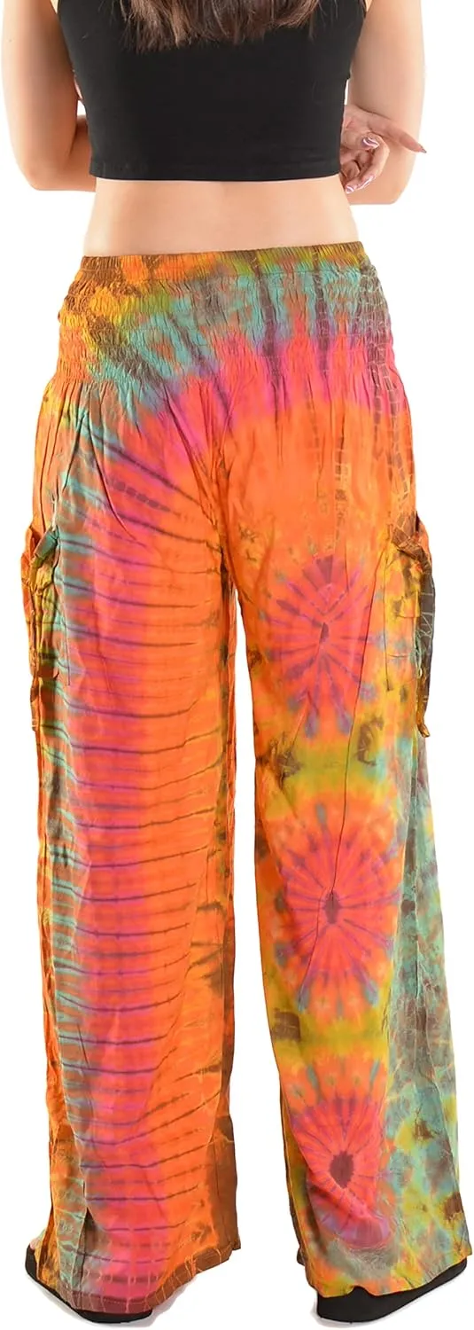 Orient Trail Women's Cold Dyed Wide Leg Palazzo Yoga Tie Dye Pants
