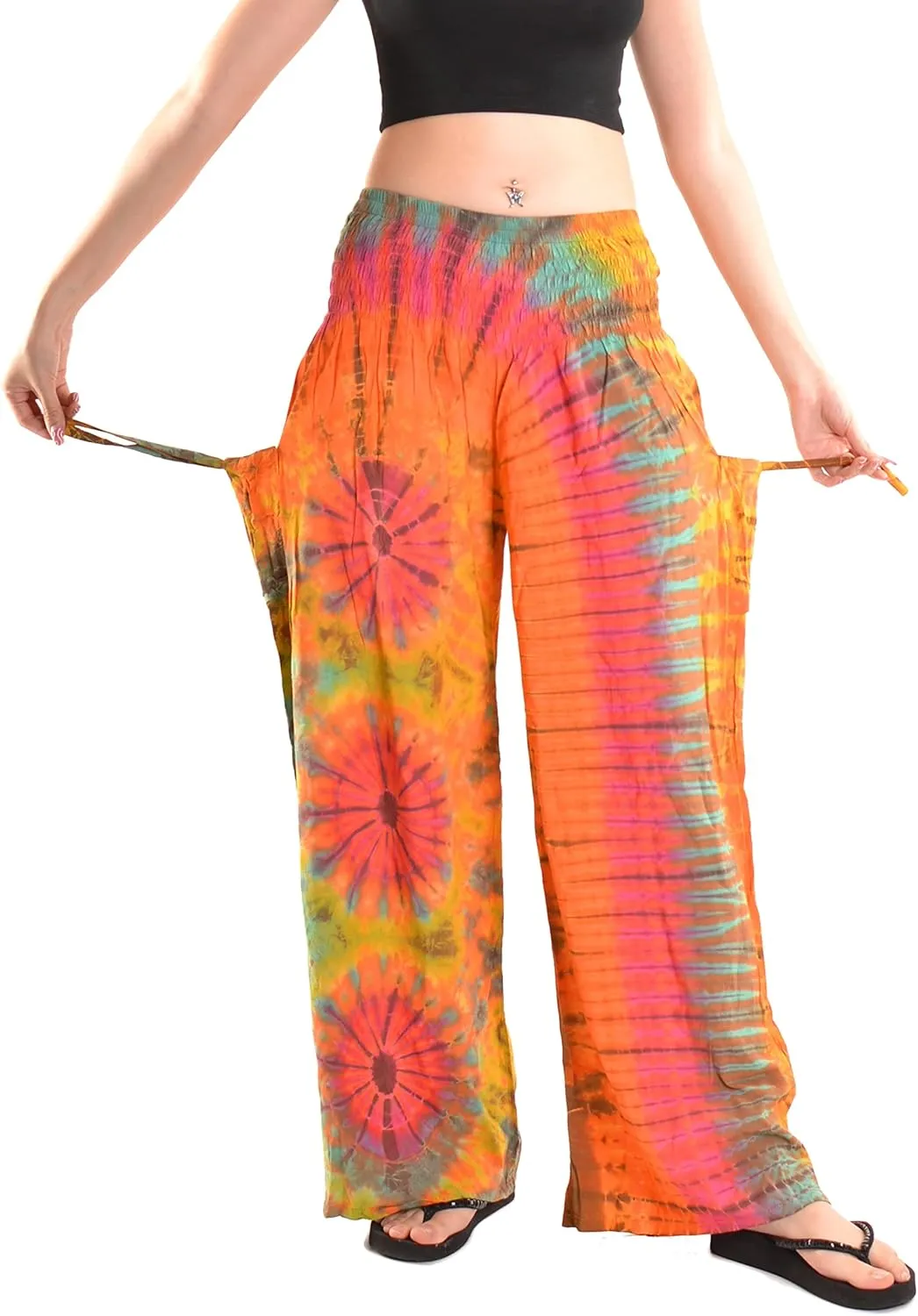 Orient Trail Women's Cold Dyed Wide Leg Palazzo Yoga Tie Dye Pants
