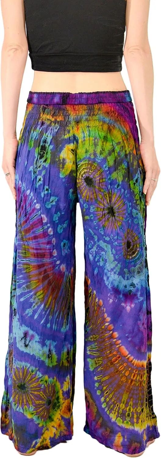 Orient Trail Women's Cold Dyed Wide Leg Palazzo Yoga Tie Dye Pants