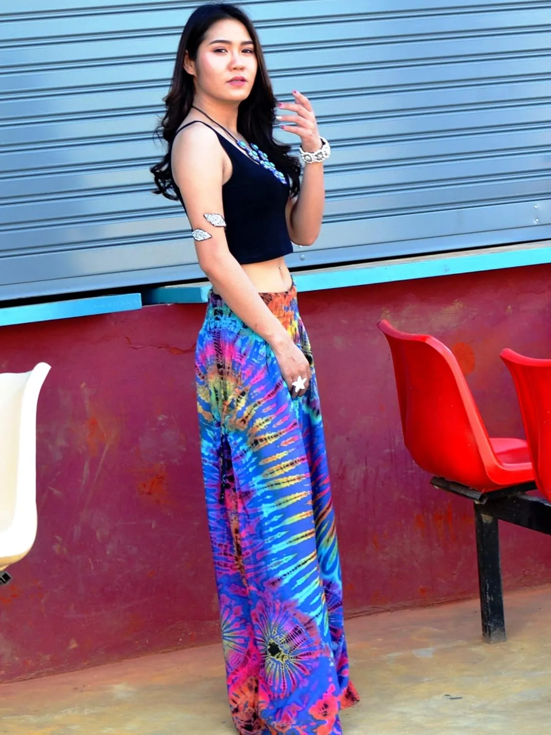 Orient Trail Women's Cold Dyed Wide Leg Palazzo Yoga Tie Dye Pants
