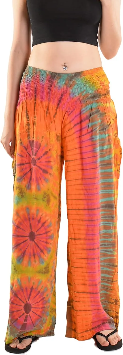 Orient Trail Women's Cold Dyed Wide Leg Palazzo Yoga Tie Dye Pants
