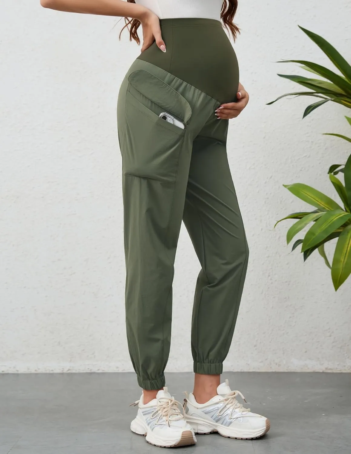 PACBREEZE Women's Maternity Cargo Joggers Quick-Dry Hiking Pants Active Outdoor Casual Pregnancy Sweatpants