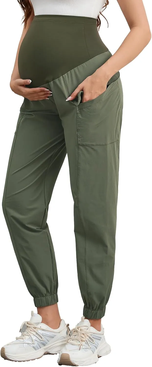 PACBREEZE Women's Maternity Cargo Joggers Quick-Dry Hiking Pants Active Outdoor Casual Pregnancy Sweatpants